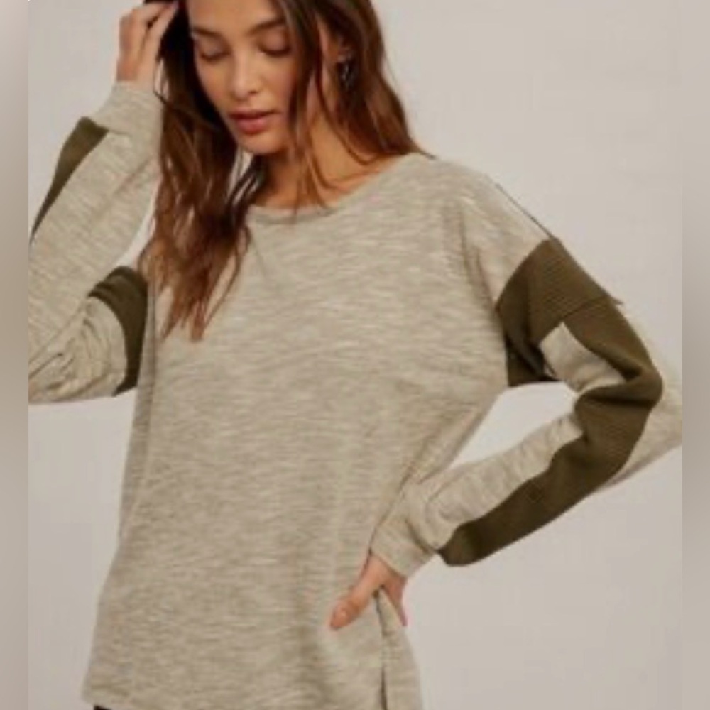 Hem & Thread Olive Lace Accent Top